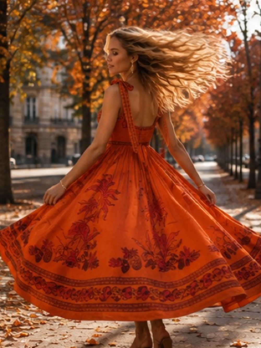 Alemais Orange Floral Tie-Strap Maxi Dress - Picture 4 of 15